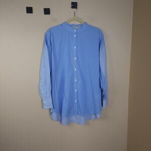 Thakoon Striped Panel Button Up Shirt in Blue White Size XS